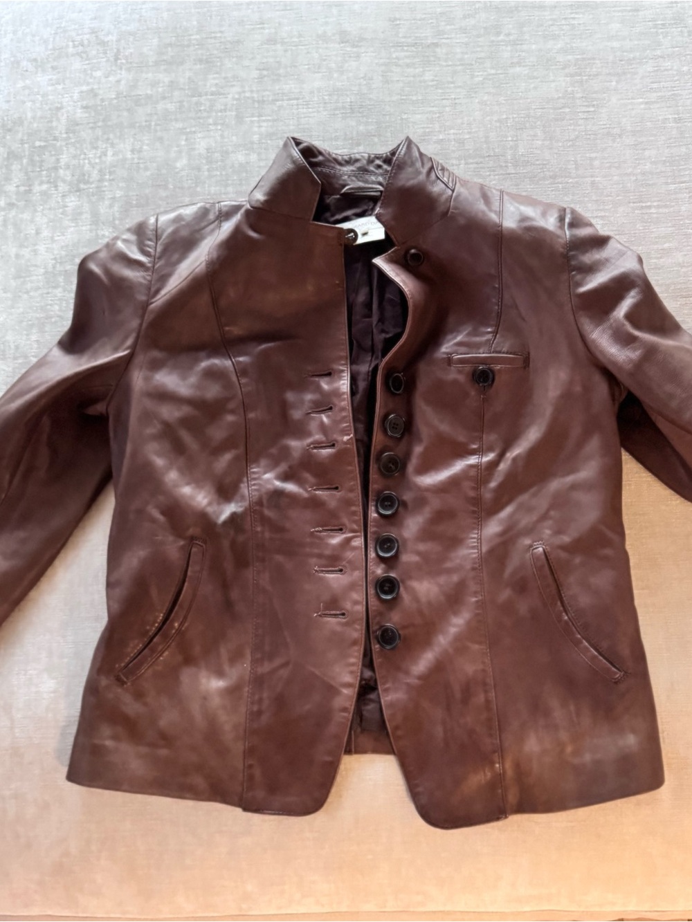 Gerard Darel Chestnut Brown lamb leather jacket